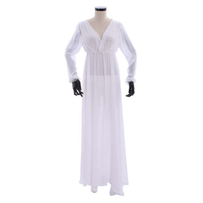 Elegant Women's Evening Gown - V-Neck Long Sleeved A-Line Floor Length Dress for Cosplay-Astricos
