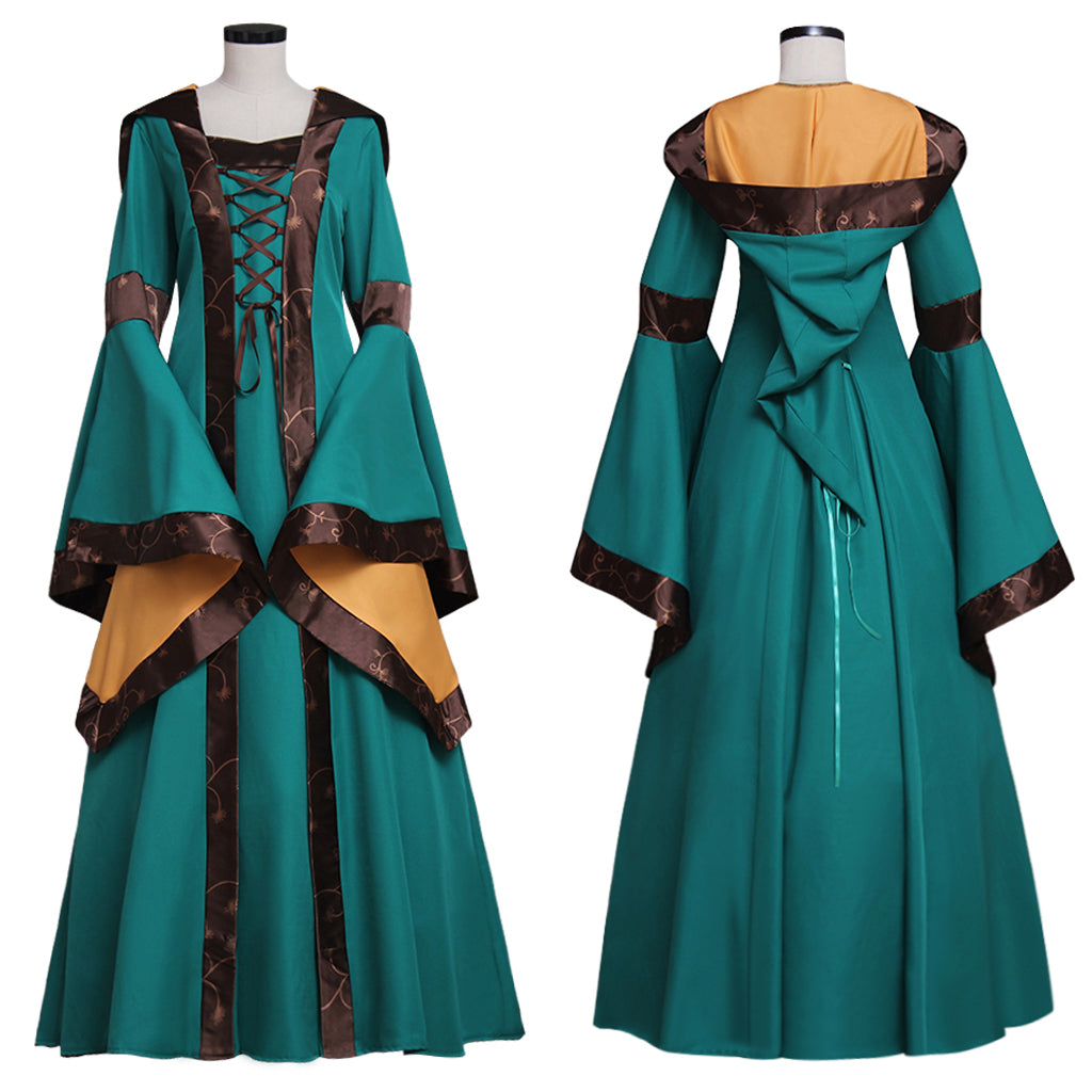 Elegant Medieval Renaissance Victorian Green Dress Gown for Adult Fantasy Party Cosplay-Astricos