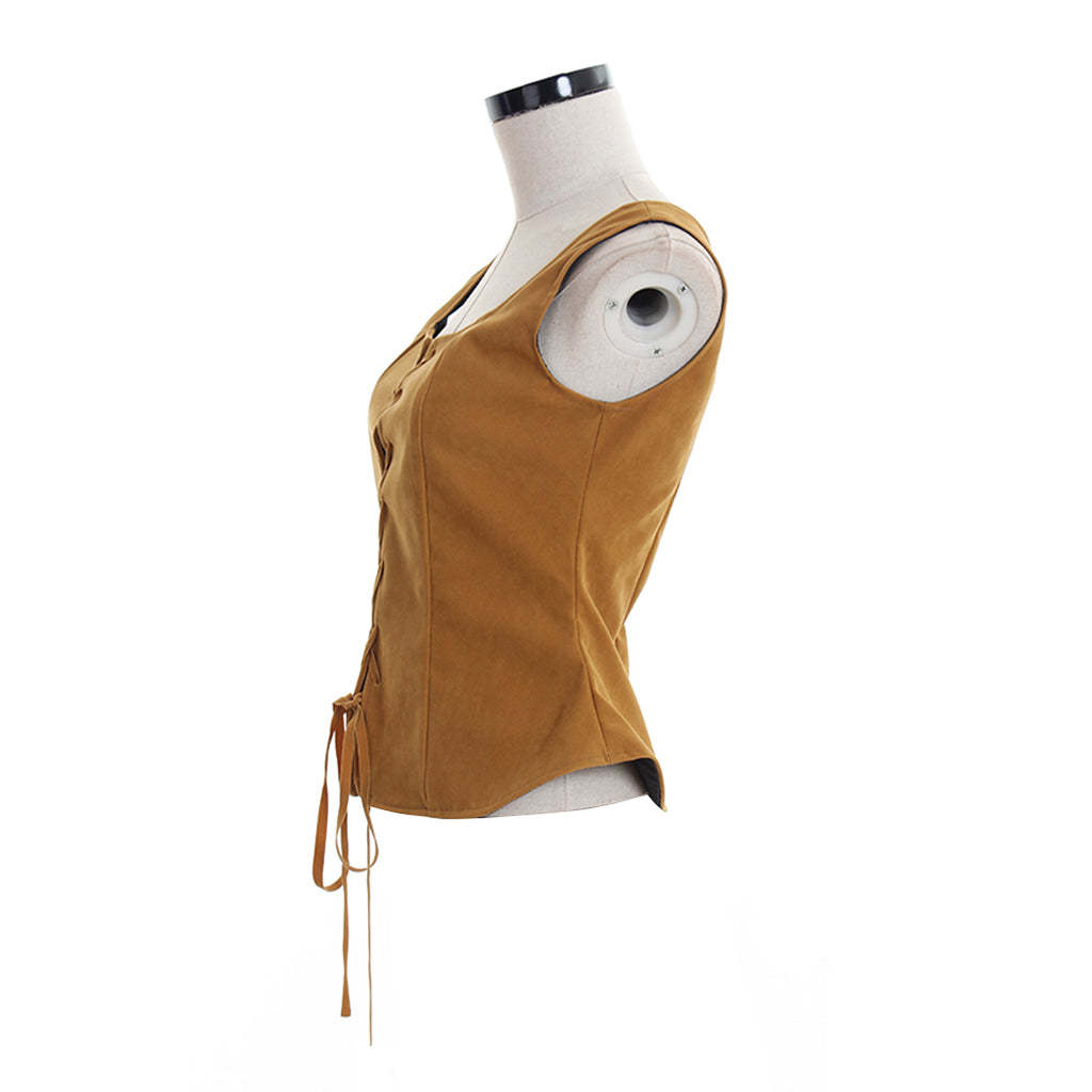 Gothic Renaissance Bodice Waistcoat Leather Vest for Women - Elegant Cosplay Costume-Astricos