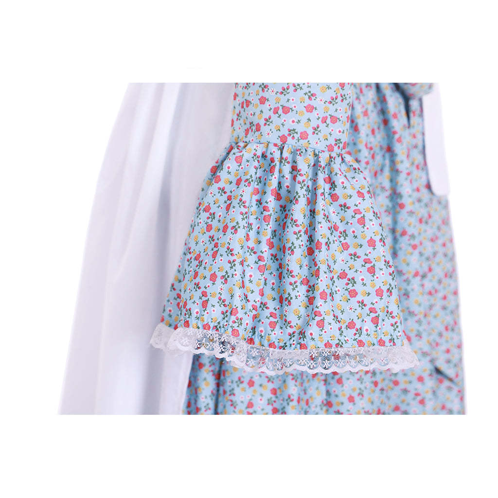 Victorian Pioneer Pilgrim Wench Floral Prairie Dress - Women's Colonial Lolita Costume-Astricos