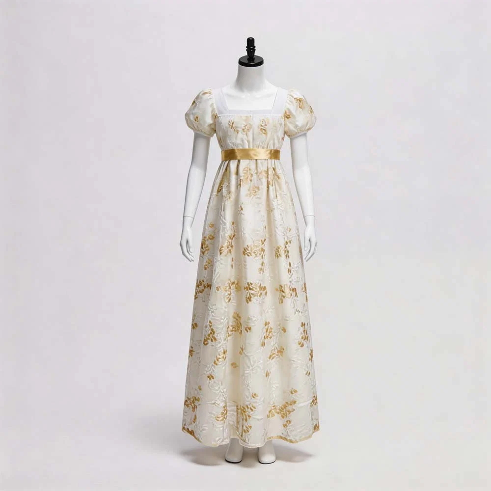 Regency Empire Waist Long Dress, Custom‑Made for Medieval Theme & Tea Party