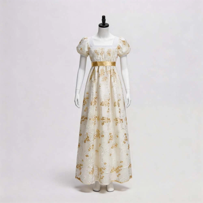Regency Empire Waist Long Dress, Custom‑Made for Medieval Theme & Tea Party