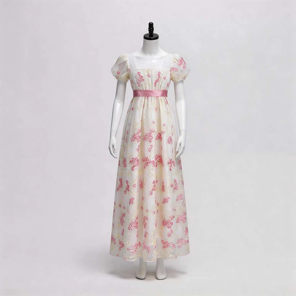Regency Empire Waist Long Dress, Custom‑Made for Medieval Theme & Tea Party