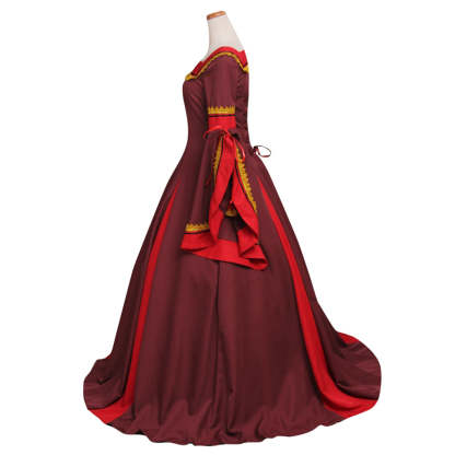 Victorian Medieval South Manor Cosplay Dress for Women - Dark Red Elegant Costume-Astricos