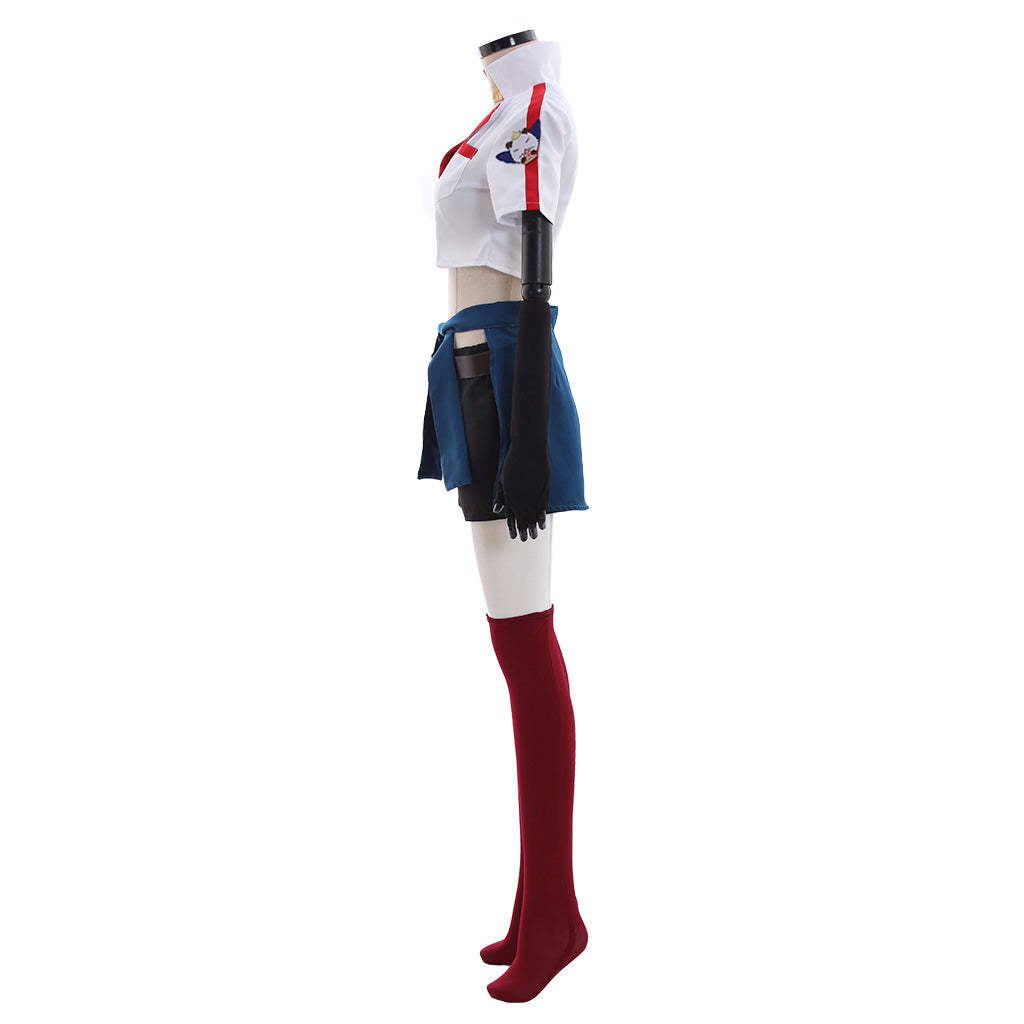 LOL Sivir Pizza Delivery Cosplay Costume for Women - Full Set with Crop Top, Shorts & Hat-Astricos