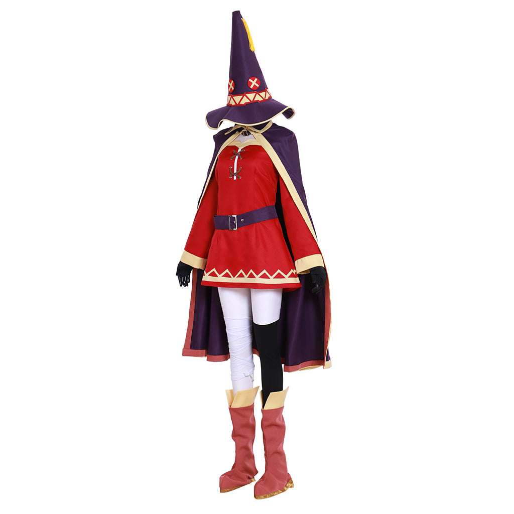 KonoSuba Megumin Arch Wizard Witch Red Halloween Cosplay Costume - Authentic Design-Astricos