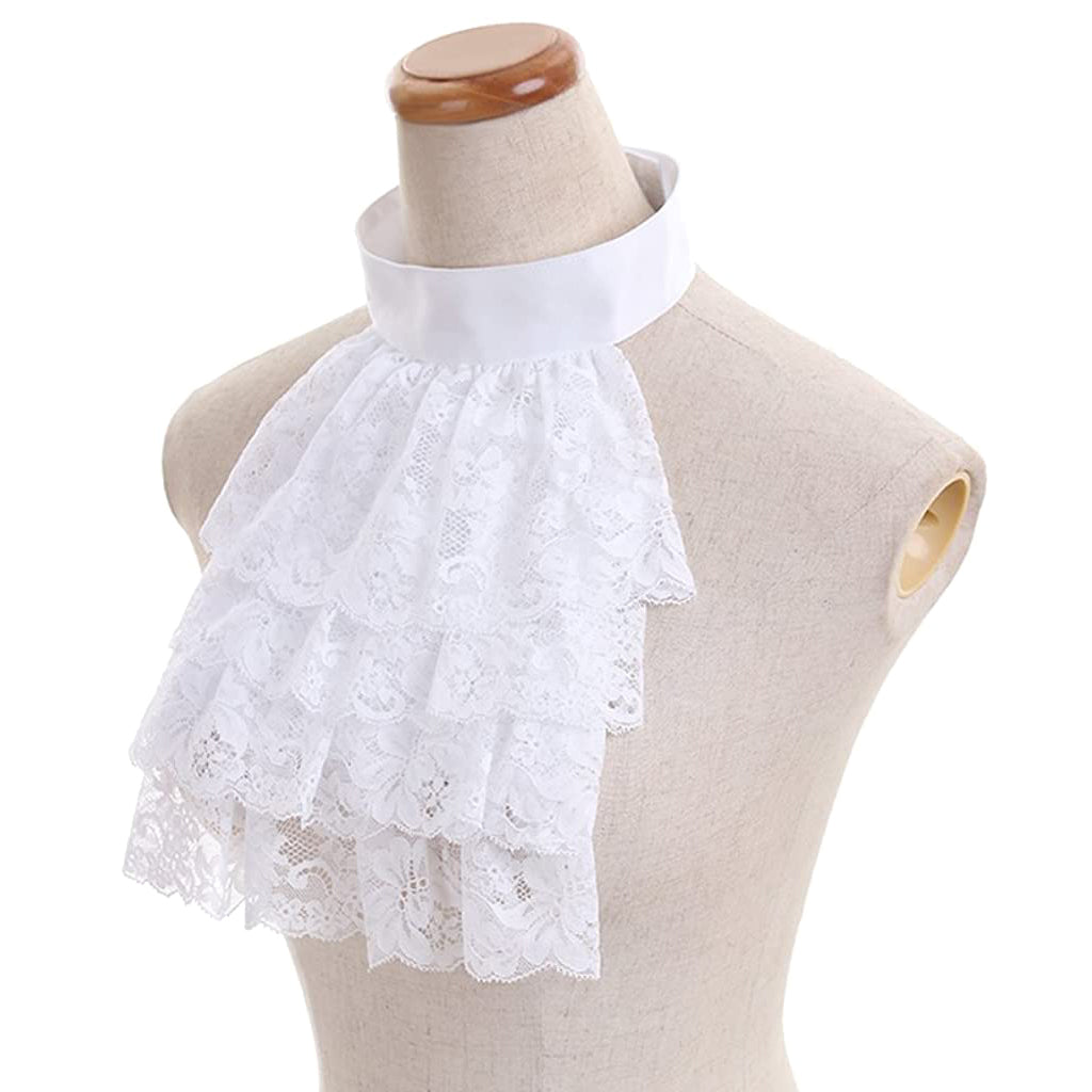 Victorian-Style White Lace Detachable Collar and Cuffs - Elegant Cosplay Accessories-Astricos