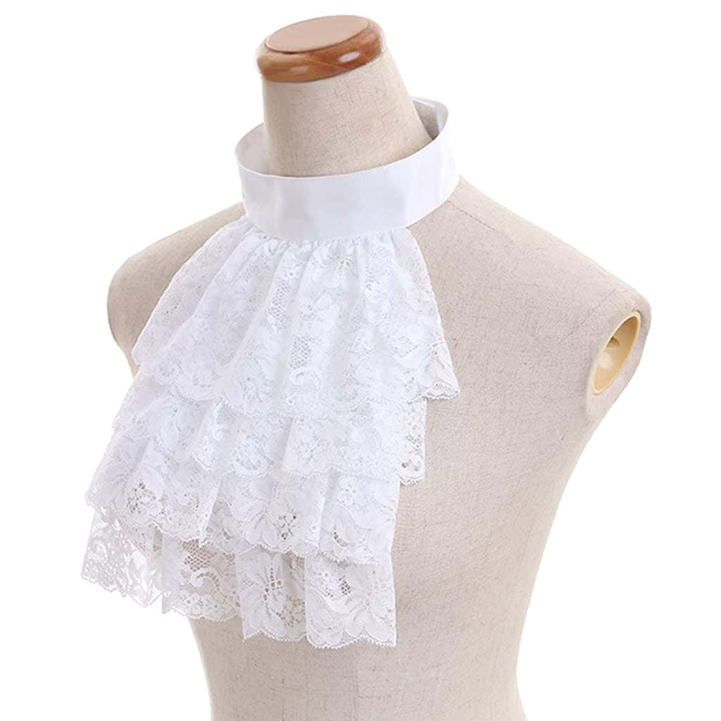 Victorian-Style White Lace Detachable Collar and Cuffs - Elegant Cosplay Accessories-Astricos
