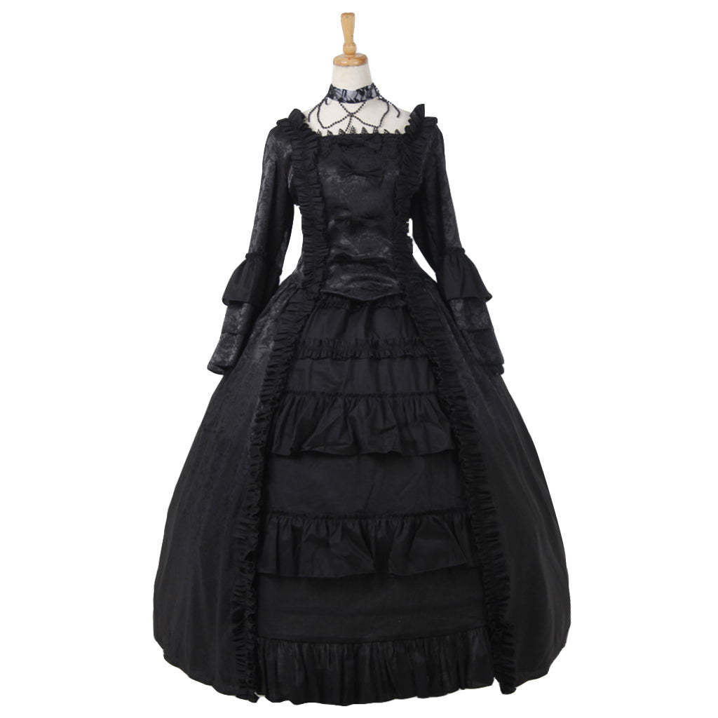 Gothic Victorian Strawberry Lolita Dress - Elegant Black Cosplay Costume for Anime Fans-Astricos