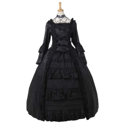 Gothic Victorian Strawberry Lolita Dress - Elegant Black Cosplay Costume for Anime Fans-Astricos