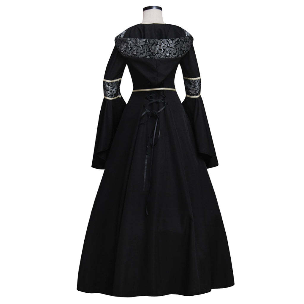 Elegant Black Medieval Renaissance Victorian Ball Gown Dress for Women-Astricos