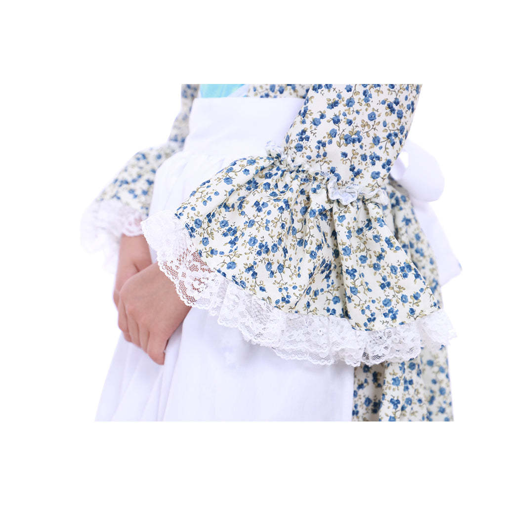 Vintage Countryside Floral Pilgrim Pioneer Bonnet Set - Colonial Cosplay Dress for Girls-Astricos