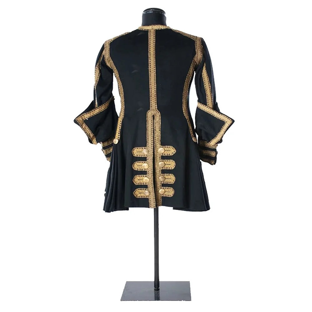 Gothic Steampunk Victorian Frock Coat for Men - Black Pirate Jacket | Custom-Made Medieval Costume | Astricos-Astricos