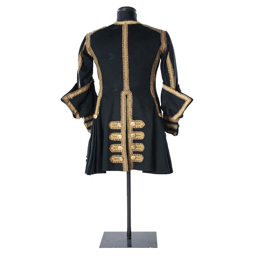 Gothic Steampunk Victorian Frock Coat for Men - Black Pirate Jacket | Custom-Made Medieval Costume | Astricos-Astricos