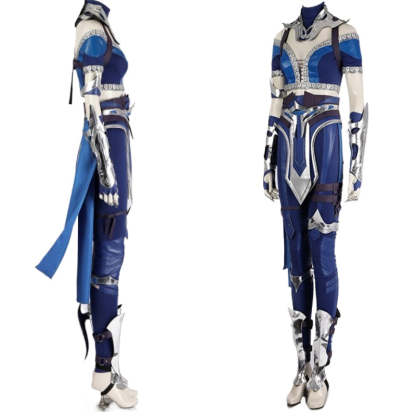 Sexy Mortal Kombat Kitana Cosplay Costume - Blue Top, Pants, Mask & Accessories-Astricos