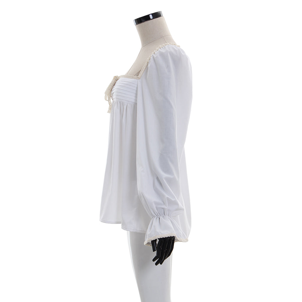 Victorian-Style Vintage White Ruffle Shirt - Elegant Cosplay Costume-Astricos