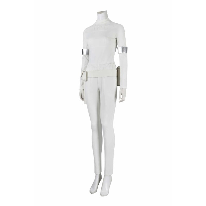 Queen Amidala Padmé White Battle Outfit with Cloak - Star Wars Cosplay Costume for Comic Con & Halloween-Astricos