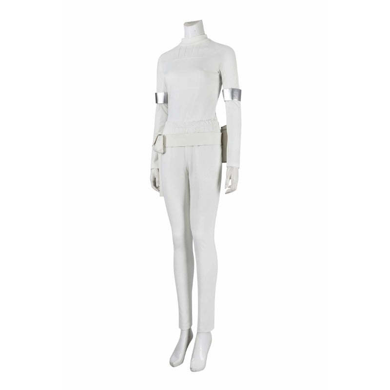 Queen Amidala Padmé White Battle Outfit with Cloak - Star Wars Cosplay Costume for Comic Con & Halloween-Astricos