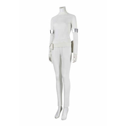 Queen Amidala Padmé White Battle Outfit with Cloak - Star Wars Cosplay Costume for Comic Con & Halloween-Astricos