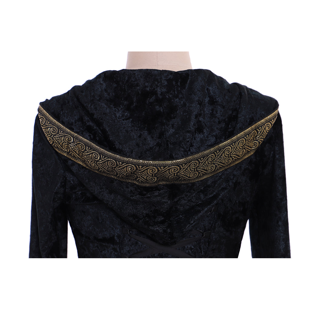 Custom Made Medieval Renaissance Black Velvet Dress Ball Gown for Cosplay-Astricos