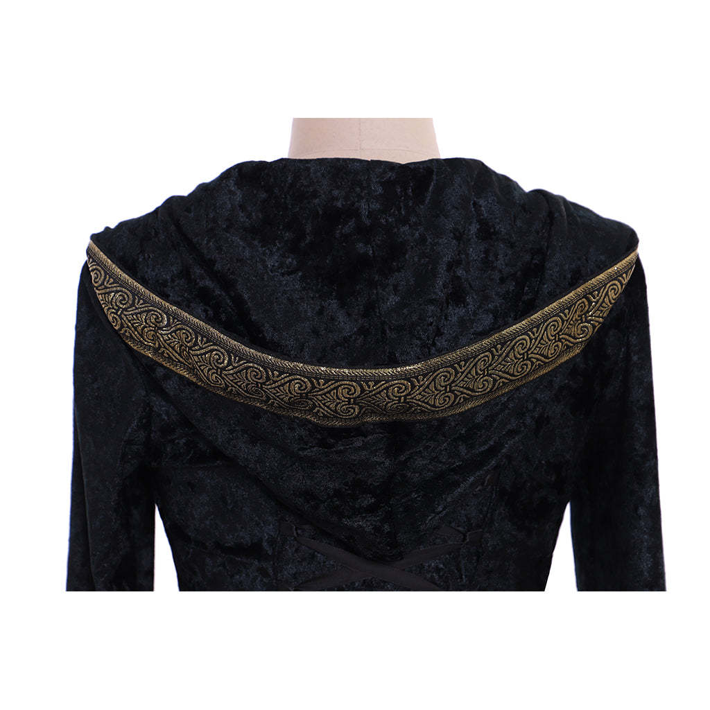Custom Made Medieval Renaissance Black Velvet Dress Ball Gown for Cosplay-Astricos