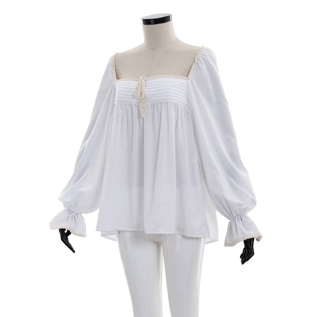 Victorian-Style Vintage White Ruffle Shirt - Elegant Cosplay Costume-Astricos
