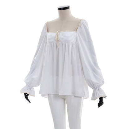 Victorian-Style Vintage White Ruffle Shirt - Elegant Cosplay Costume-Astricos