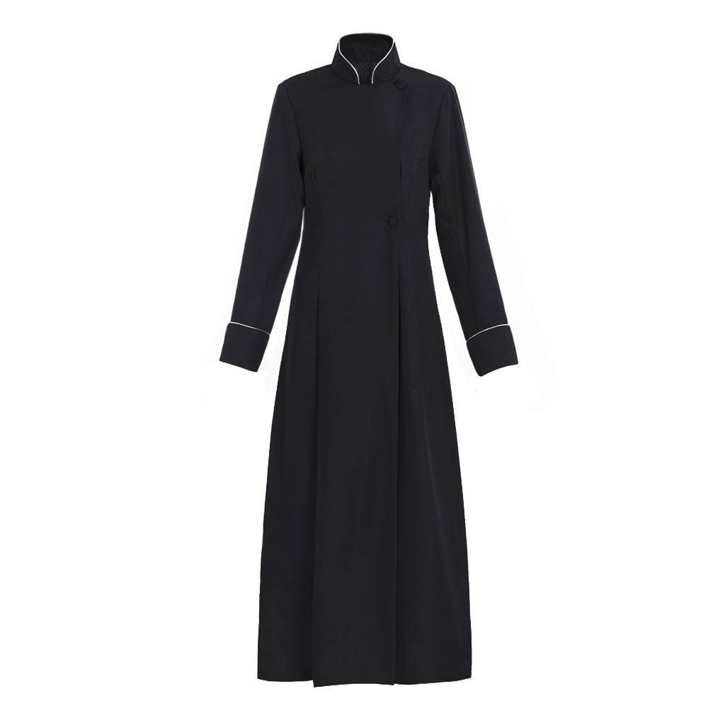 Medieval Men's Vintage Christian Priest Cosplay Costume - Authentic Black Robe for Halloween-Astricos