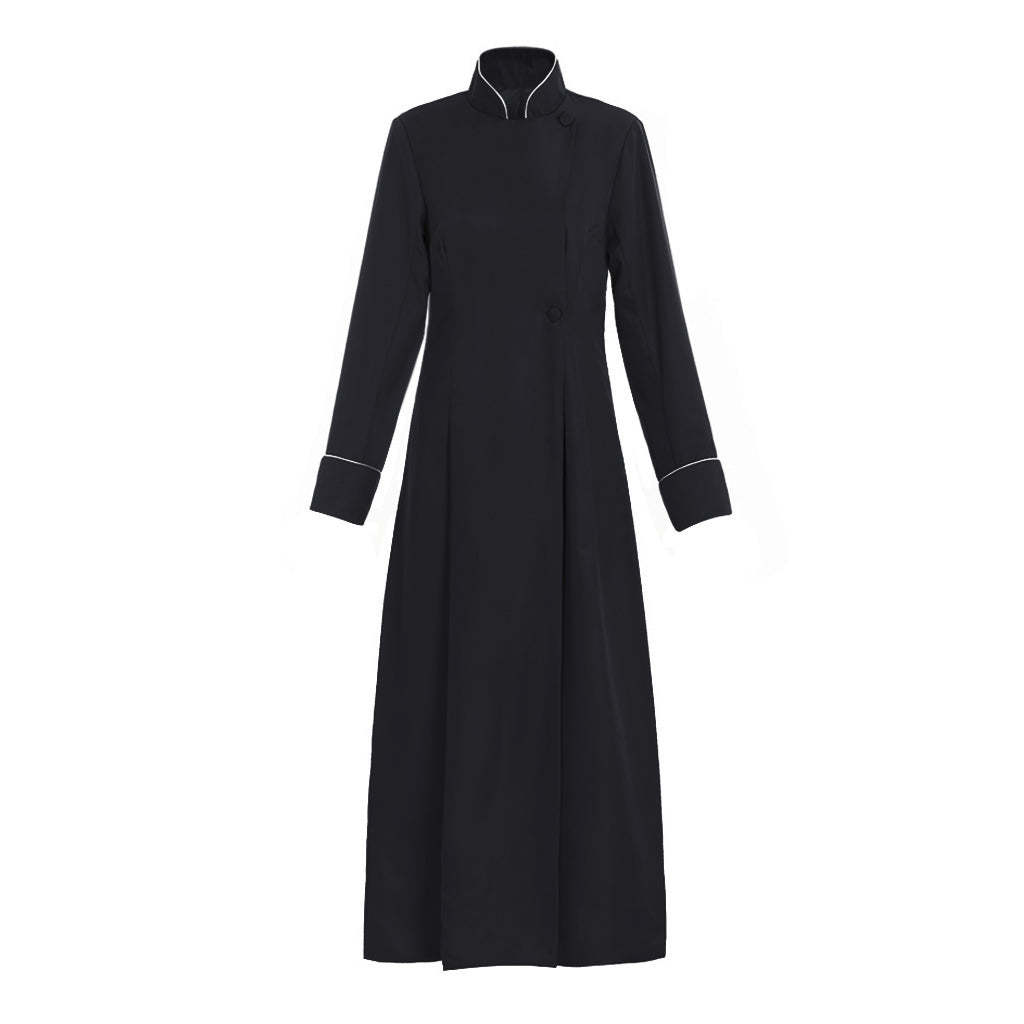 Medieval Men's Vintage Christian Priest Cosplay Costume - Authentic Black Robe for Halloween-Astricos