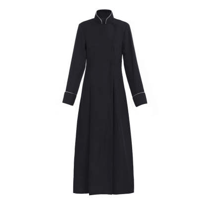 Medieval Men's Vintage Christian Priest Cosplay Costume - Authentic Black Robe for Halloween-Astricos