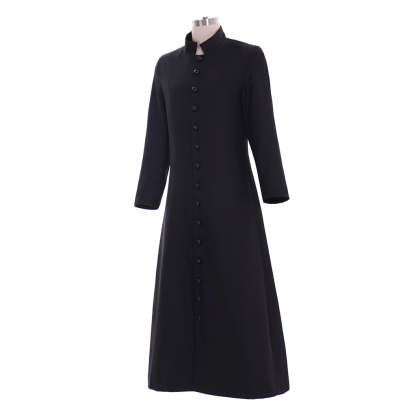 Men's Black Clergy Robes - Authentic Cassock Church Priest Costume for Liturgical & Cosplay-Astricos