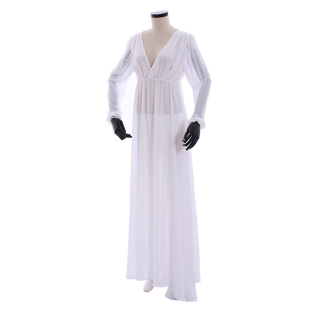 Elegant Women's Evening Gown - V-Neck Long Sleeved A-Line Floor Length Dress for Cosplay-Astricos