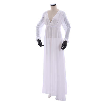 Elegant Women's Evening Gown - V-Neck Long Sleeved A-Line Floor Length Dress for Cosplay-Astricos