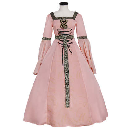 Pink Medieval Renaissance Tudor Wedding Ball Gown Dress - Royal Cosplay Costume-Astricos