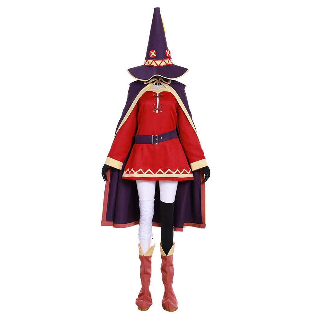 KonoSuba Megumin Arch Wizard Witch Red Halloween Cosplay Costume - Authentic Design-Astricos
