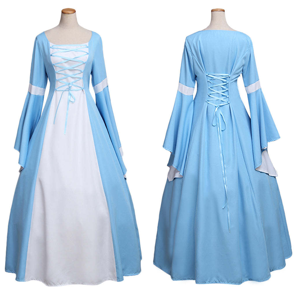 Custom Medieval Gothic Blue Vintage Dress for Women | Renaissance Victorian Elizabeth Costume-Astricos