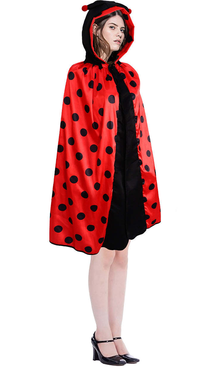 Adult 7-Spot Ladybug Cape - Anime Cosplay Costume & Insect-Themed Roleplay Cloak-Astricos