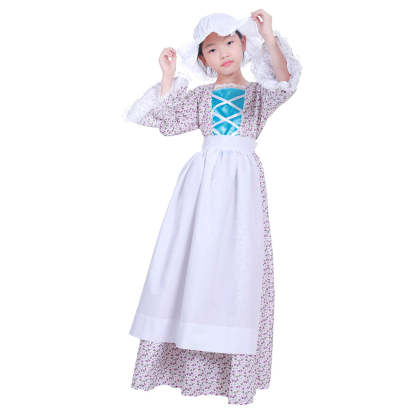 Prairie Colonial Maid Girls Kids Costume - Authentic Victorian Medieval Cosplay Dress-Astricos