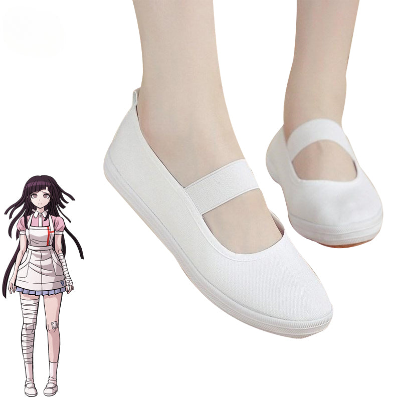 Super Danganronpa 2 Mikan Tsumiki White School Sport Cosplay Shoes-Astricos