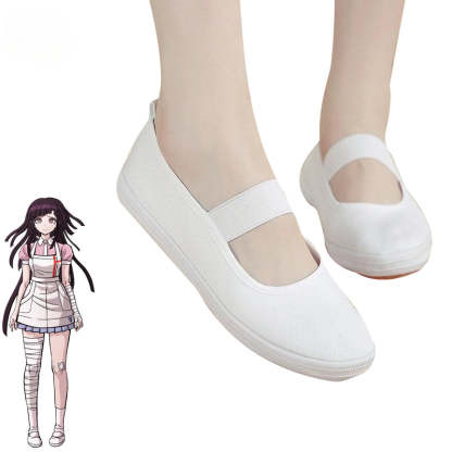 Super Danganronpa 2 Mikan Tsumiki White School Sport Cosplay Shoes-Astricos