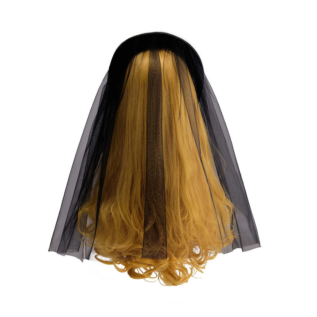 Elegant Blue Tudor Hat with Black Veil Cape - Renaissance Cosplay Costume Headwear-Astricos