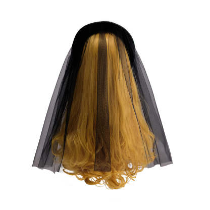 Elegant Blue Tudor Hat with Black Veil Cape - Renaissance Cosplay Costume Headwear-Astricos