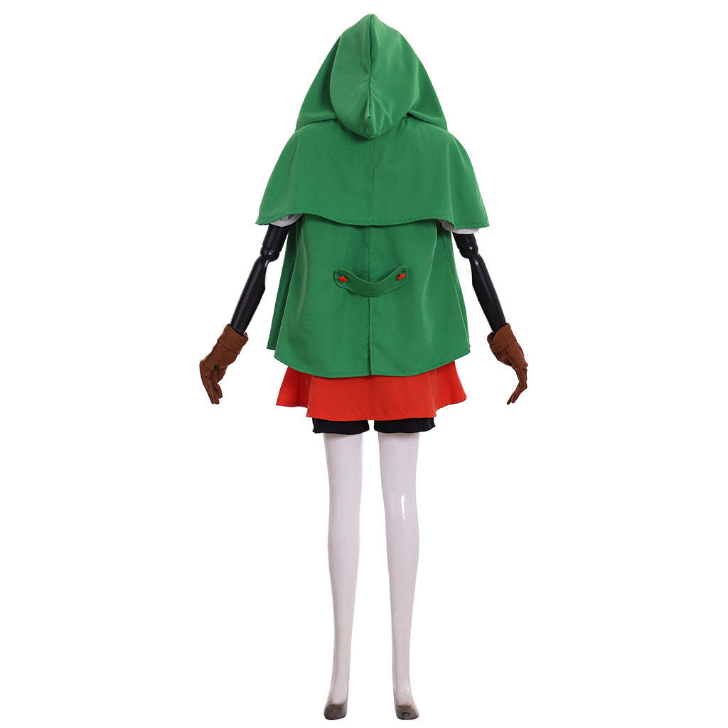 Linkle Cosplay Elf Costume Full Set - Green Cloak, Shirt, Pants, Skirt | Astricos-Astricos