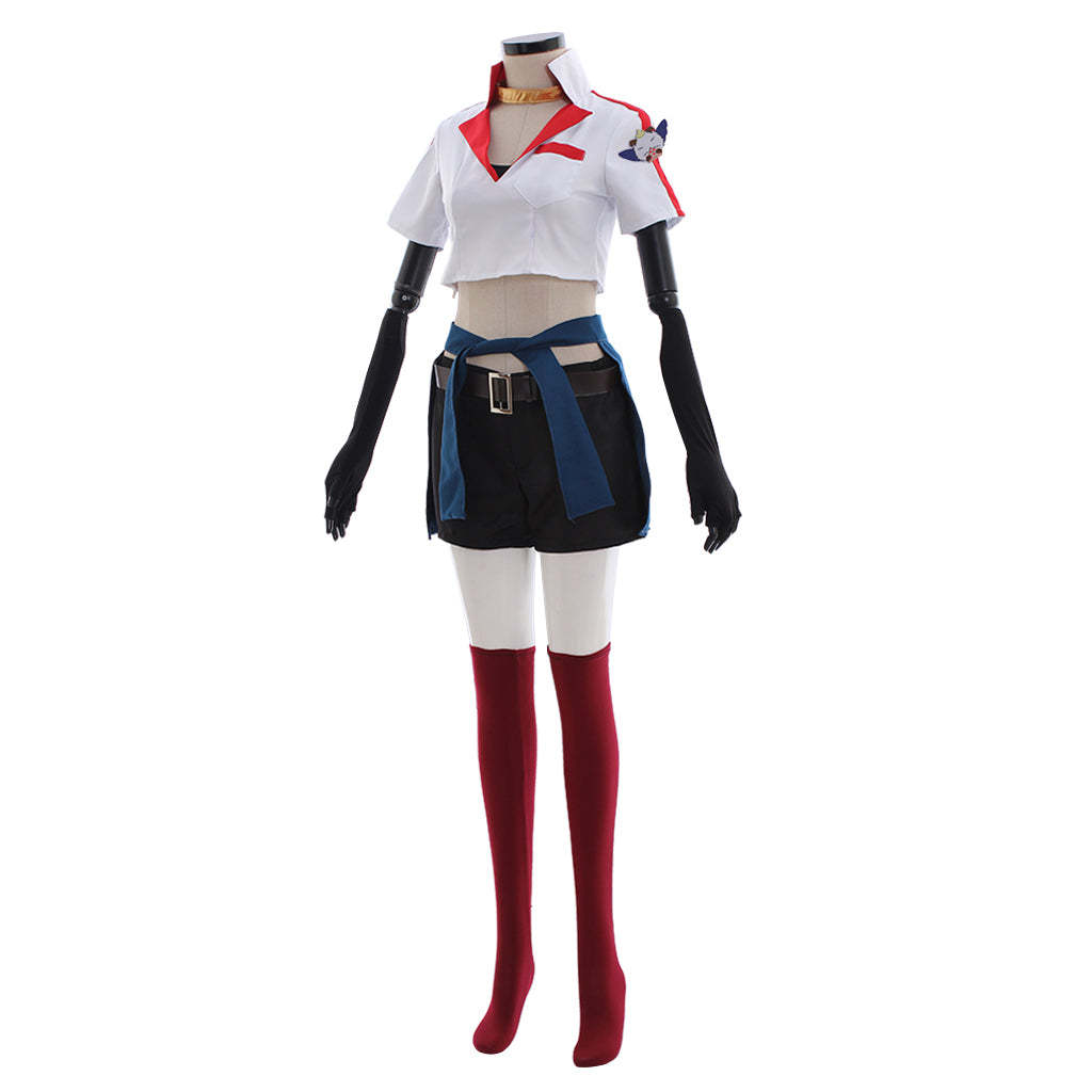 LOL Sivir Pizza Delivery Cosplay Costume for Women - Full Set with Crop Top, Shorts & Hat-Astricos