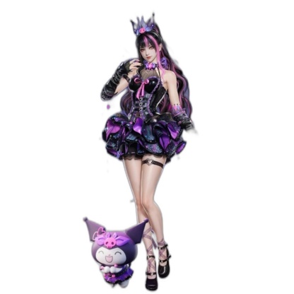 Yujian Wujian Cosplay Costume Kuromi Sanrio Collaboration Anime Game Character Outfit-Astricos