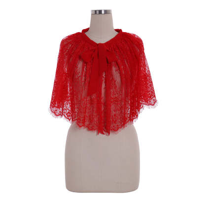 Red Lace Cloak Mantle Coat - Wicca Robe Medieval Cape for Girls | Astricos-Astricos