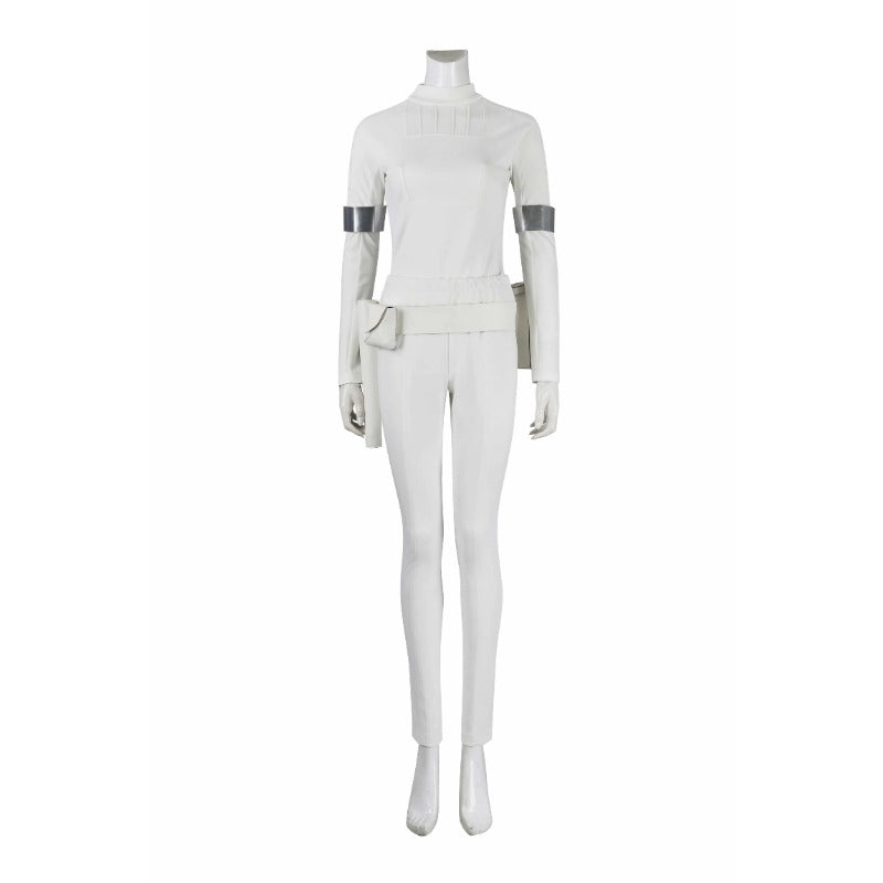 Queen Amidala Padmé White Battle Outfit with Cloak - Star Wars Cosplay Costume for Comic Con & Halloween-Astricos