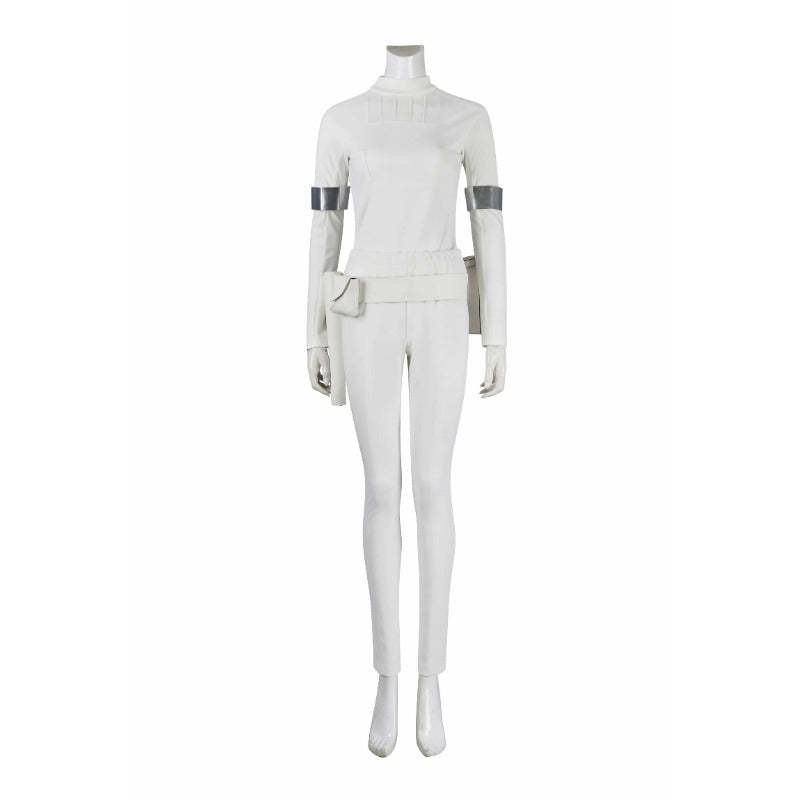 Queen Amidala Padmé White Battle Outfit with Cloak - Star Wars Cosplay Costume for Comic Con & Halloween-Astricos