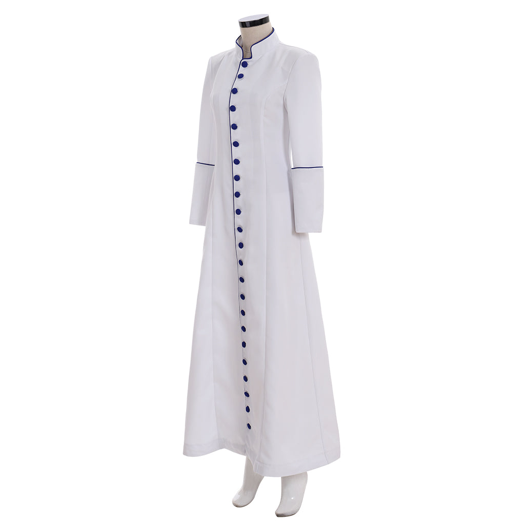 Roman Women White Priest Cassock Robe Gown - Medieval Clergyman Vestments-Astricos