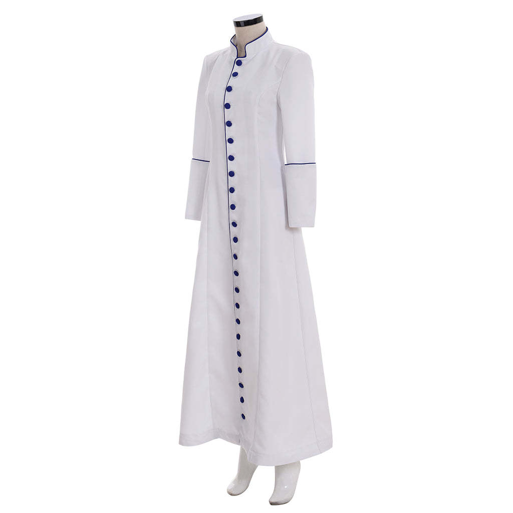 Roman Women White Priest Cassock Robe Gown - Medieval Clergyman Vestments-Astricos